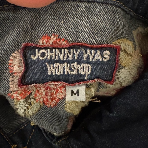JOHNNY WAS WORKSHOP “Desi” Dark Blue Denim Floral Embroidered Jean Jacket - Picture 11 of 11
